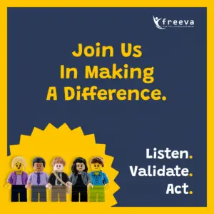 Campaign graphic encouraging schools to learn more about how to navigate disclosures of domestic abuse from students. It states 'Join us in making a difference. Listen. Validate. Act.'